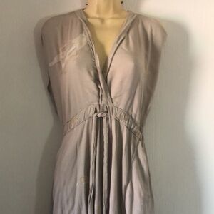 Grade & gather Elegant fall gathering gray cold shoulder Sleeveless Dress